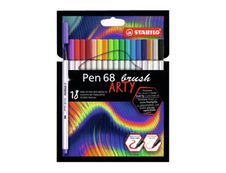 STABILO Pen 68 Brush ARTY - 18 Feutres de coloriage - couleurs assorties