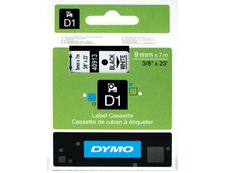 Dymo D1 - Ruban d'étiquettes auto-adhésives - 1 rouleau (9 mm x 7 m) - fond blanc écriture noire 