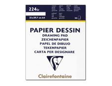 Clairefontaine - Bloc dessin - 20 feuilles - A4 - 224 gr - blanc