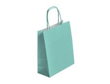 50 Sacs cadeau kraft - poignées torsadées - 22 cm x 12 cm x 31 cm - vert d'eau