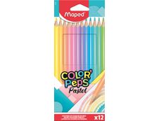 Maped Color'Peps Pastel - 12 Crayons de couleur - couleurs pastels assorties - certifié FSC