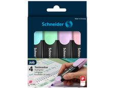 Schneider Job Pastel - Pack de 4 surligneurs - couleurs assorties