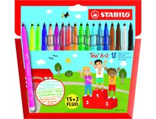 STABILO Trio A-Z - 18 feutres dont 3 fluo - pointe moyenne