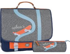 Cartable Ooban's Skate - 35 cm - 2 compartiments - gris chiné/bleu - Oberthur