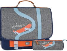 Cartable Ooban's Skate - 38 cm - 2 compartiments - gris chiné/bleu - Oberthur
