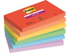 Post-it - 6 Blocs notes Super Sticky Playful - couleurs assorties - 76 x 127 mm