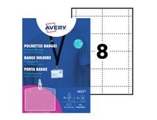 Avery - Pochettes badges avec tour de cou - 10 badges + 16 étiquettes - 60 x 90 mm