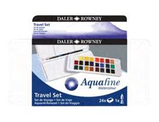 Daler-Rowney Aquafine - Peinture extra fine 24 demi-godets - couleurs assorties (set de voyage)