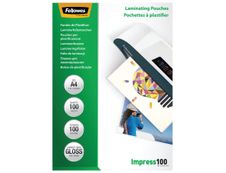 Fellowes - 100 pochettes de plastification A4 (216 x 303 mm) - 100 microns - brillantes 