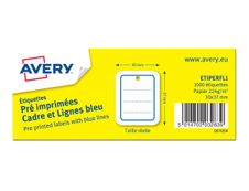 Avery - 1000 étiquettes perforées - 30 x 37 mm - lignes bleu