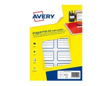 Avery - 120 Étiquettes scolaires blanches lignées bleu - 36 x 56 mm