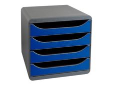 Exacompta BigBox - Module de classement 4 tiroirs - noir/bleu royal