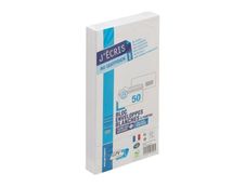 GPV - 50 Enveloppes DL 110 x 220 mm - 90 gr - fenêtre 45x100 mm - blanc - bande adhésive - bloc détachable