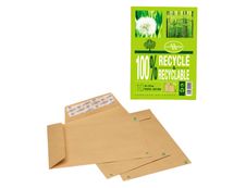 La Couronne - 10 Pochettes Enveloppes recyclées C5 162 x 229 mm - 90 gr - sans fenêtre - brun - bande auto-adhésive