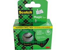 Scotch Magic - Dévidoir + 3 Rubans adhésifs - 19 mm x 7,5 m - invisible