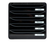 Exacompta BigBox Plus - Module de classement 5 tiroirs - noir/noir brillant