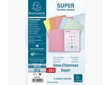 Exacompta Super 60 - 250 Sous-chemises - 60 gr - couleurs pastels assorties