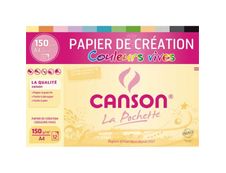 Canson Création - Pochette papier à dessin - 12 feuilles - A4 - 150 gr - couleurs vives