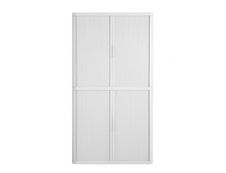 Armoire basse à rideaux EASY OFFICE - 110 x 204 x 41,5 cm - Corps, rideaux et poignée blanc