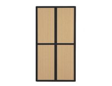 Armoire haute à rideaux EASY OFFICE - 110 x 204 x 41,5 cm - Corps et poignée noir - Rideaux imitation hêtre