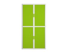 Armoire haute à rideaux EASY OFFICE - 110 x 204 x 41,5 cm - Corps blanc - Rideaux et poignée vert