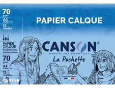 Canson - Pochette papier à dessin calque - 12 feuilles - A4 - 70 gr - édition artiste manga
