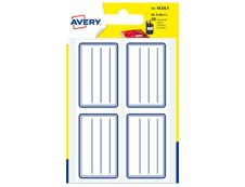 Avery - 20 Étiquettes scolaires blanches lignées bleu - 36 x 56 mm