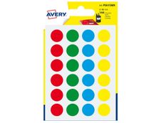 Avery - 144 Pastilles adhésives - couleurs assorties - diamètre 15 mm