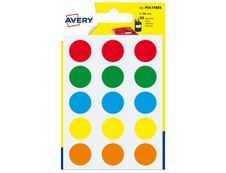 Avery - 90 Pastilles adhésives - couleurs assorties - diamètre 19 mm