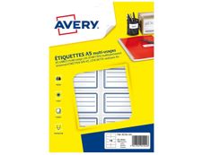 Avery - 120 Étiquettes scolaires blanches lignées bleu - 36 x 56 mm