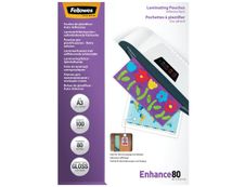 Fellowes - 100 pochettes de plastification A3 (303 x 426 mm) - 80 microns - brillantes dos adhésif