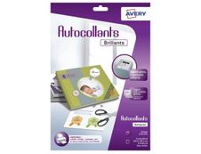 Avery - 8 Étiquettes autocollantes brillantes blanches - 199,6 x 289,1mm - Impression jet d'encre