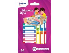 Avery - 30 Étiquettes adhésives pour stylos - 50 x 10 mm - Smiley