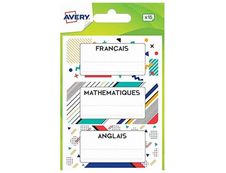 Avery - 15 Étiquettes scolaires matières scolaires graphiques