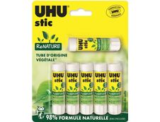 UHU stic ReNATURE - 6 Bâtons de colle - 8.2 g - Plastique écologique