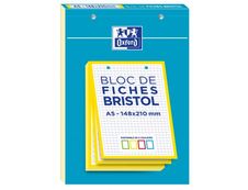 Oxford - Pack de 30 Fiches Bristol - A5 - petits carreaux - perforées - jaune