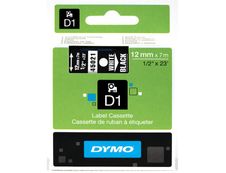 Dymo D1 - Ruban d'étiquettes auto-adhésives - 1 rouleau (12 mm x 7 m) - fond noir écriture blanche 