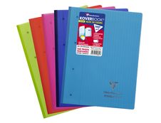 Clairefontaine Koverbook - Bloc de cours agrafé A4+ - 160 pages détachables perforées - grands carreaux (Seyes) - disponible dans différentes couleurs