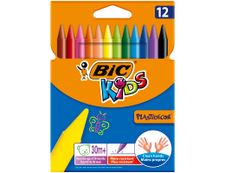 BIC Kids Plastidecor - 12 Craies de coloriage à la cire - couleurs vives