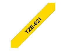 Brother TZe621 - Ruban d'étiquettes auto-adhésives - 1 rouleau (9 mm x 8 m) - fond jaune écriture noire 
