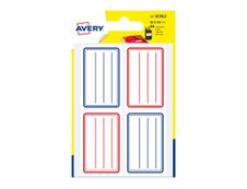 Avery - 24 Étiquettes scolaires blanches lignées bleu/rouge - 36 x 56 mm