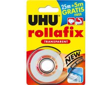 UHU Rollafix - Ruban adhésif avec dévidoir - transparent - 19 mm x 30 m (25m + 5m offert)