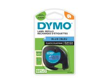 Dymo LetraTAG - Ruban d'étiquettes plastique auto-adhésives - 1 rouleau (12 mm x 4 m) - fond blanc écriture bleue