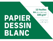 Pochette dessin blanc - 12 feuilles - A4 (21 x 29,7 cm) - 180 gr
