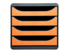 Exacompta BigBox - Module de classement 4 tiroirs - gris/orange