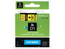 Dymo D1 - Ruban d'étiquettes auto-adhésives - 1 rouleau (6 mm x 7 m) - fond jaune écriture noire 