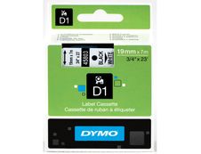 Dymo D1 - Ruban d'étiquettes auto-adhésives - 1 rouleau (19 mm x 7 m) - fond blanc écriture noire 
