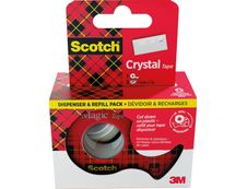 Scotch Crystal - Dévidoir + 3 Rubans adhésifs - 19 mm x 7,5 m - transparent