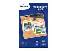 Avery - Papier Photo brillant recto/verso - A4 - 200 g/m² - impression laser - 50 feuilles