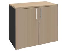 Armoire basse EXPRIM/URBAN/LOFTER - H72 x L80 x P47 - 2 portes - Corps Anthracite - Dessus et portes imitation Chêne clair